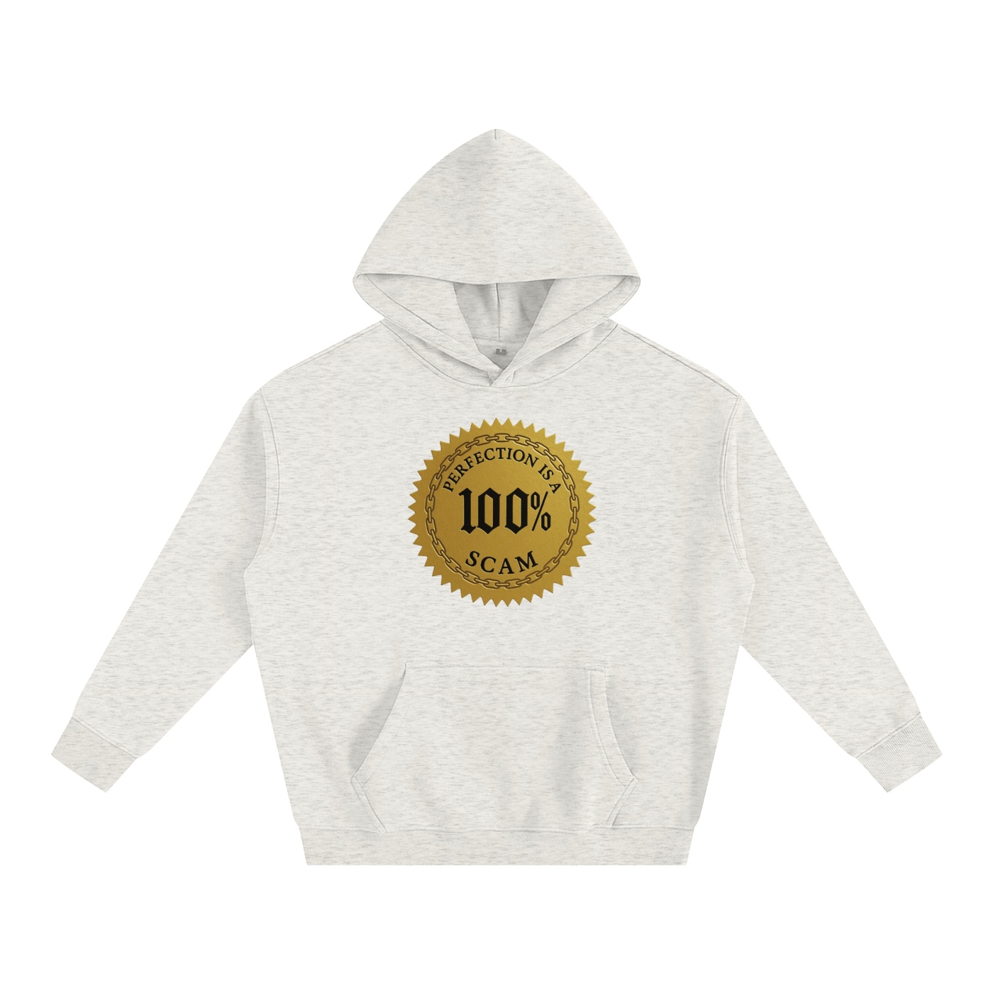 Hoodie oversize molletonné noir – Perfection is a 100% Scam (Golden Edition) avant