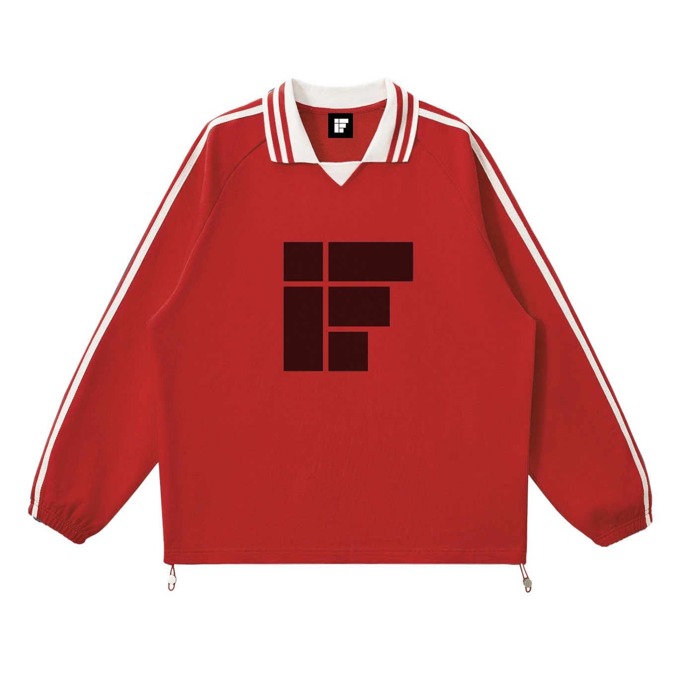 Sweat-shirt à col à revers rayé contrasté – IF (Design noir)