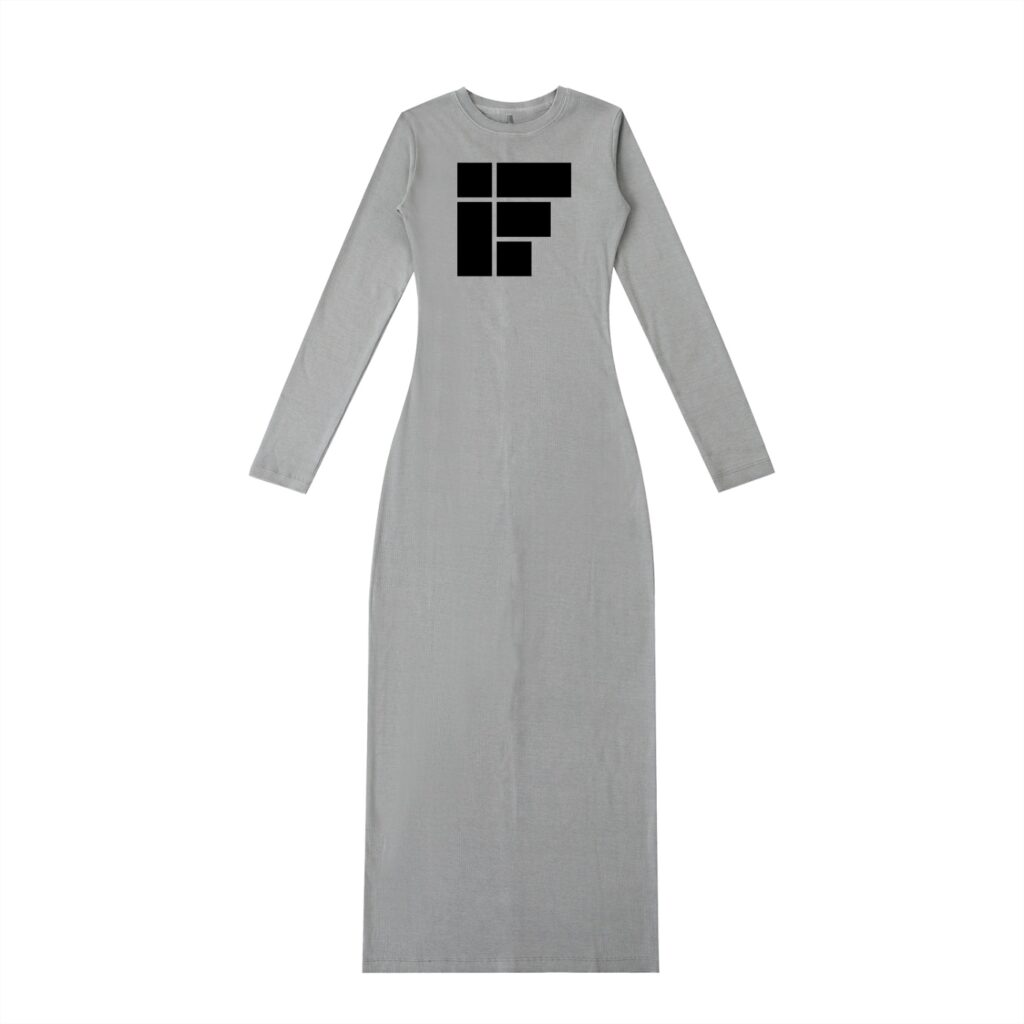 Robe longue fendue délavée teintée – IF (Design noir)