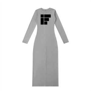 Robe longue fendue délavée teintée – IF (Design noir)