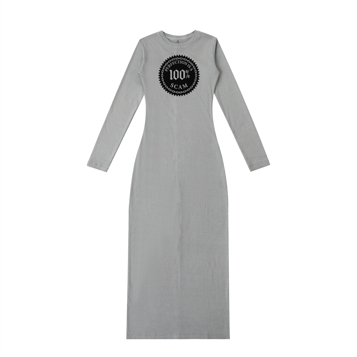 Robe longue fendue délavée teintée – Perfection is a 100% Scam (Edition Noire)