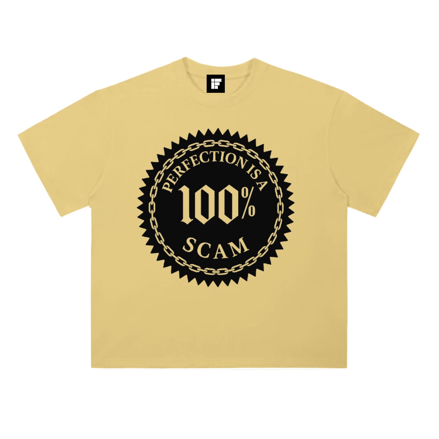 Heavyweight T-Shirt – Perfection is a 100% Scam (Black Edition)