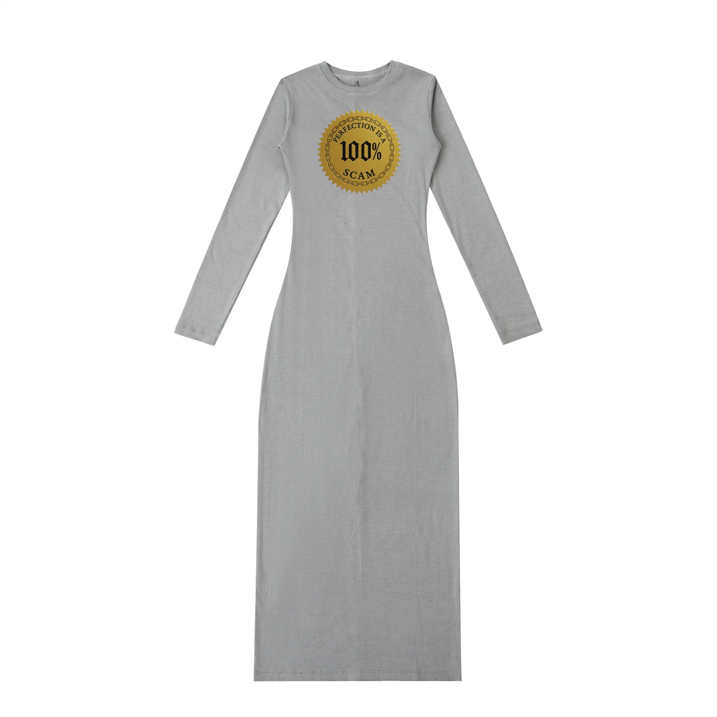 Robe longue fendue délavée teintée – Perfection is a 100% Scam (Golden Edition)