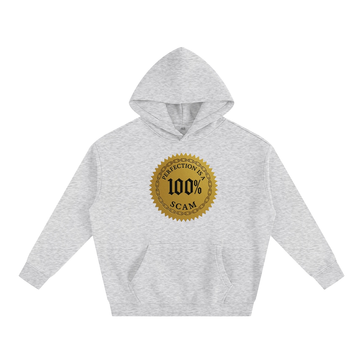 Hoodie oversize molletonné noir – Perfection is a 100% Scam (Golden Edition) avant
