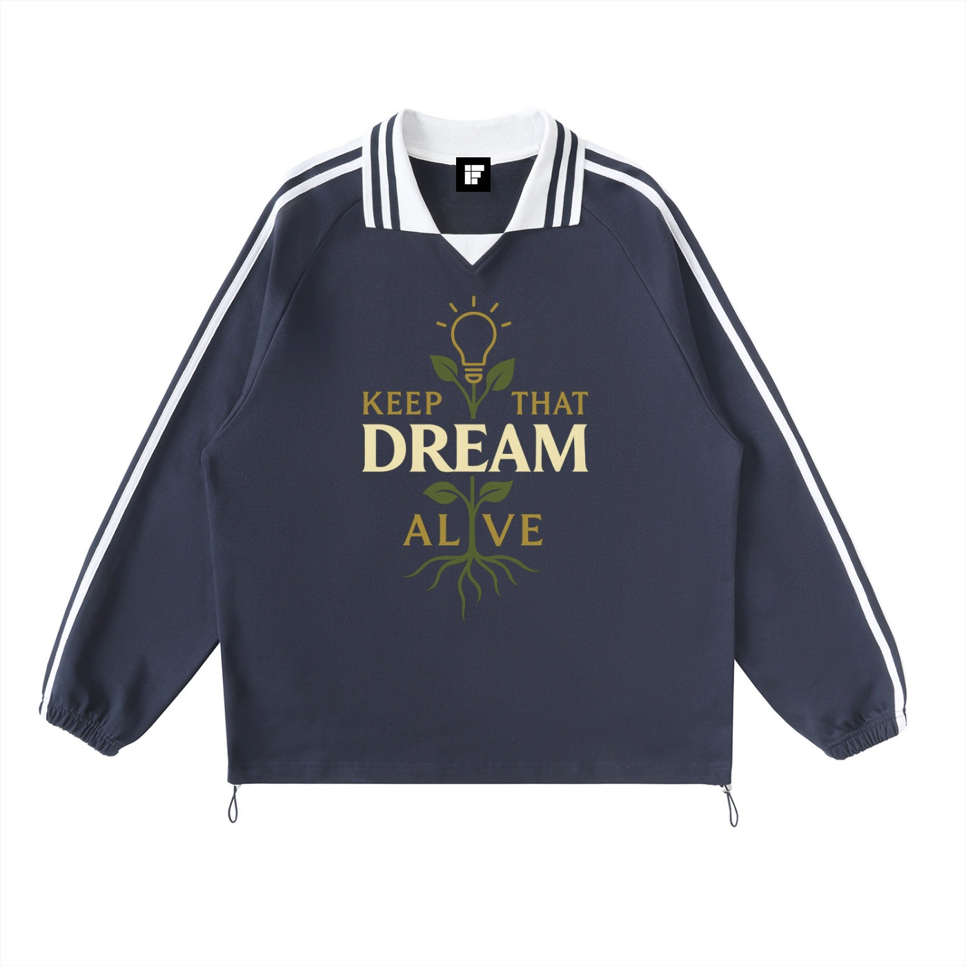 Sweat-shirt à col à revers rayé contrasté – Keep That Dream Alive